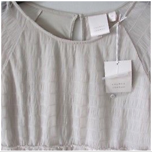 Lauren Conrad Gray Tulle Babydoll Peplum Top M - Picture 3 of 4
