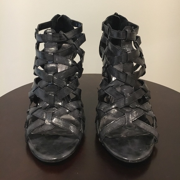 Nine West Gladiator Cage Heels Steel Grey - Picture 2 of 6