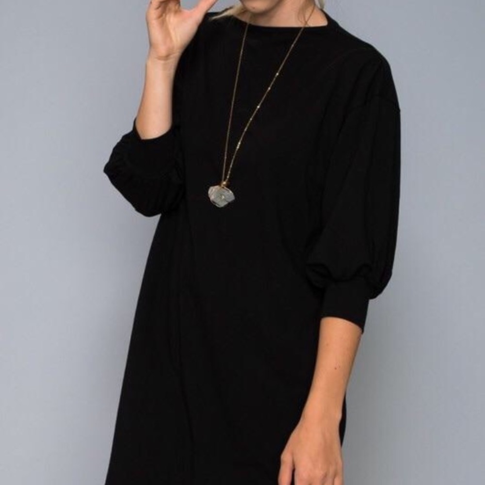 Balloon sleeve black dress