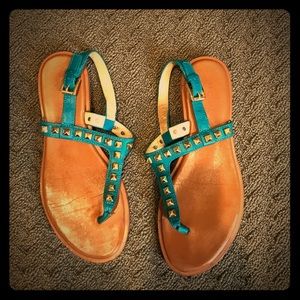 MK teal thong sandals