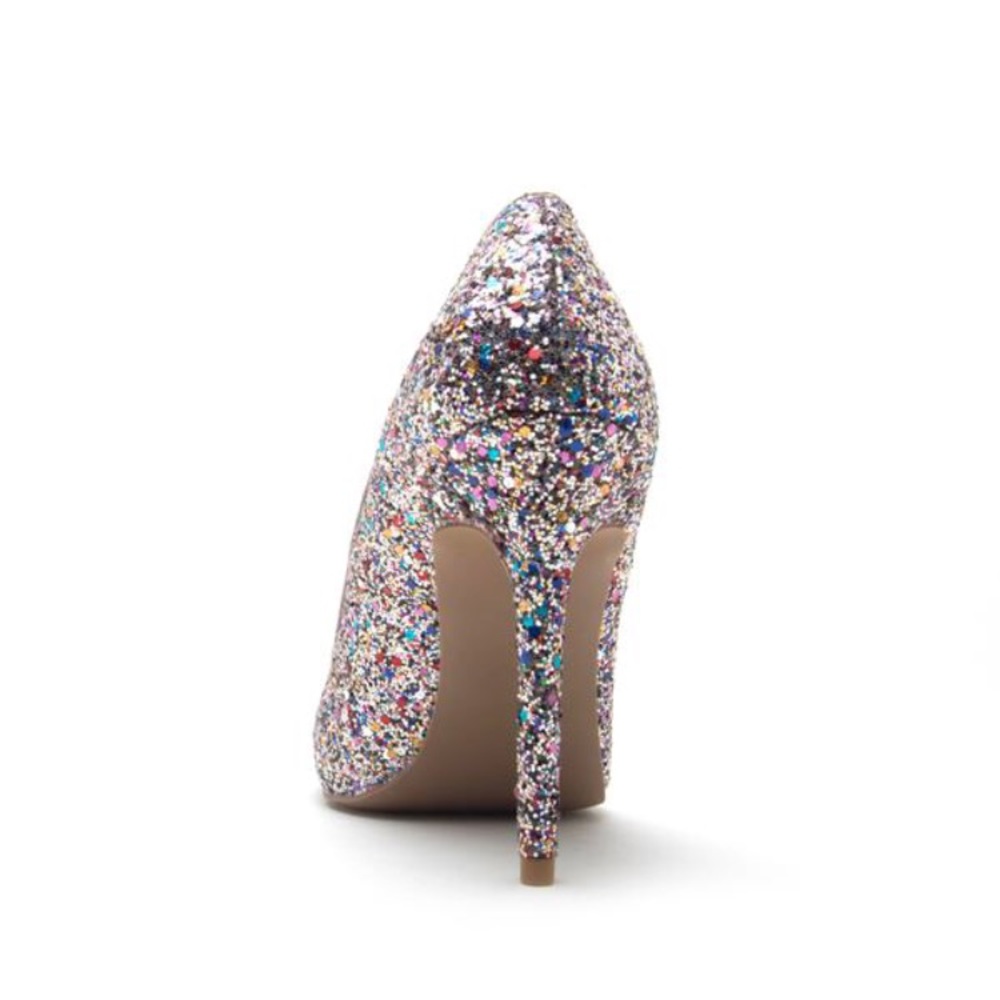 Silver glitter pointed toe high heels - Picture 4 of 8