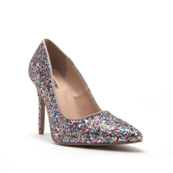 Silver glitter pointed toe high heels - Picture 2 of 8