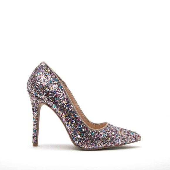 Silver glitter pointed toe high heels - Picture 3 of 8