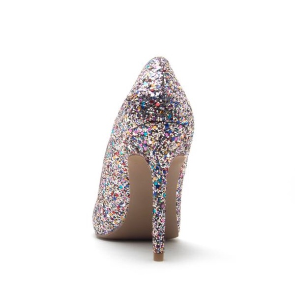 Silver glitter pointed toe high heels - Picture 4 of 8