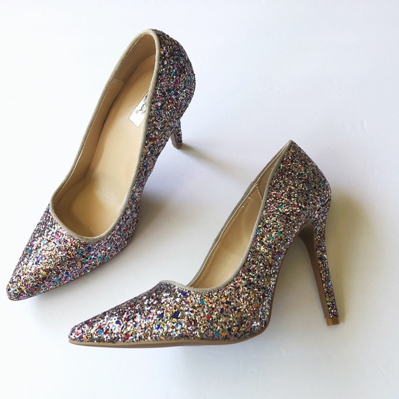 Silver glitter pointed toe high heels - Picture 7 of 8