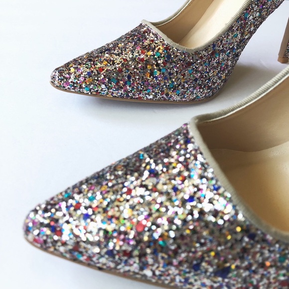 Silver glitter pointed toe high heels - Picture 8 of 8