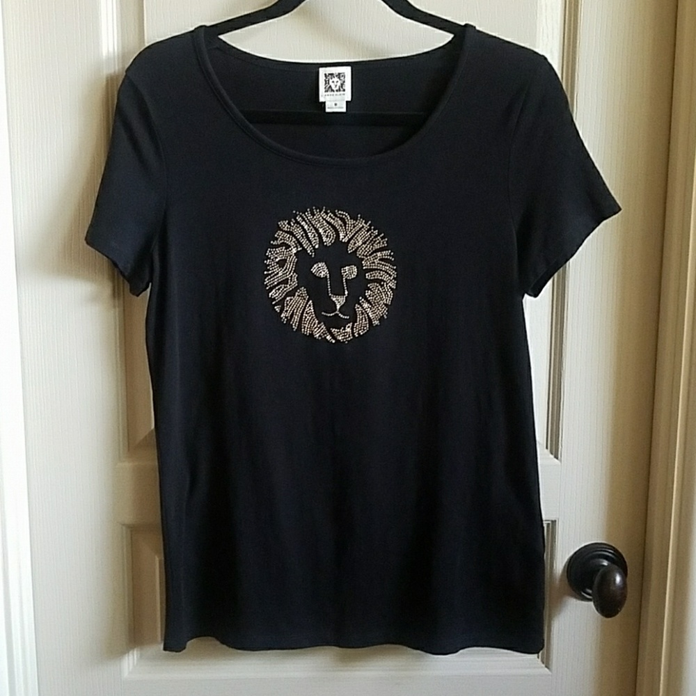 NWOT Anne Klein super sparkly black knit tee