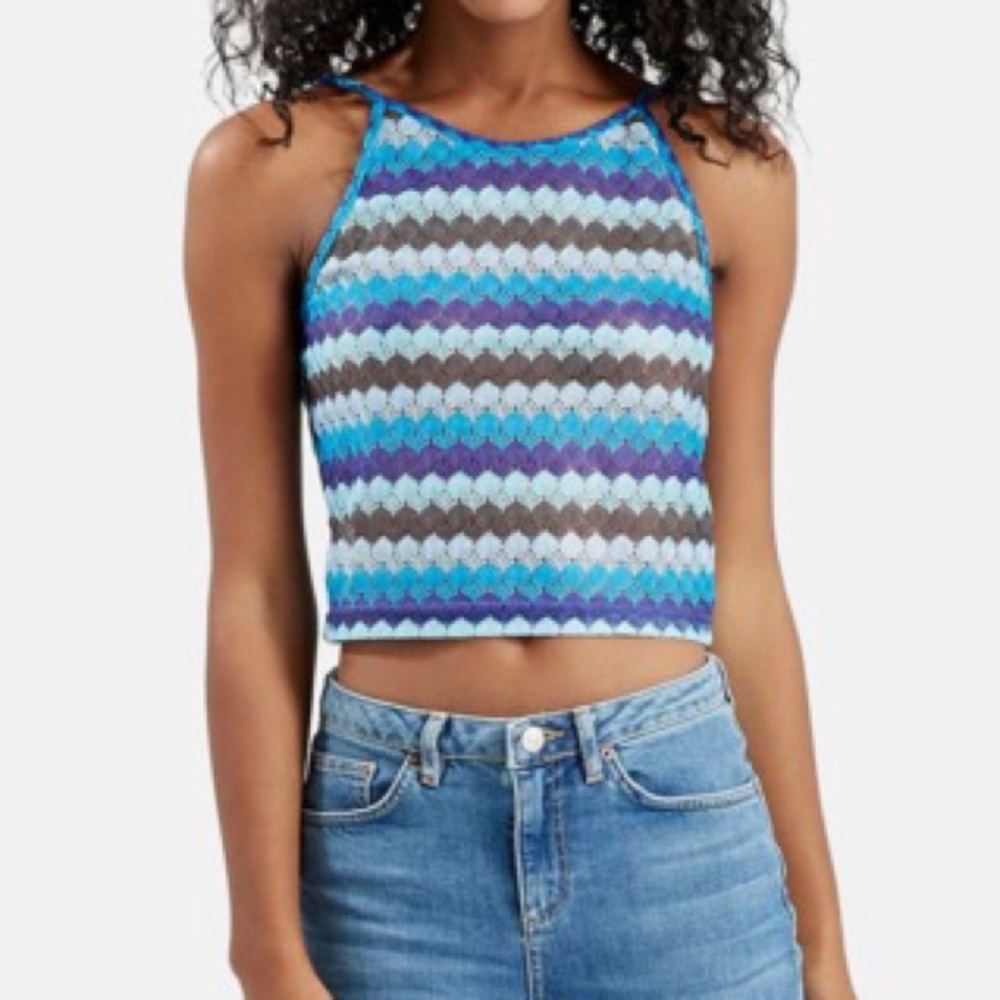 Topshop Crochet Crop Top | Blue | 8