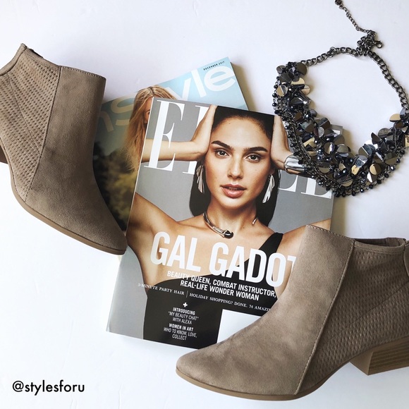 Taupe stretch perforated ankle bootie - Picture 2 of 8