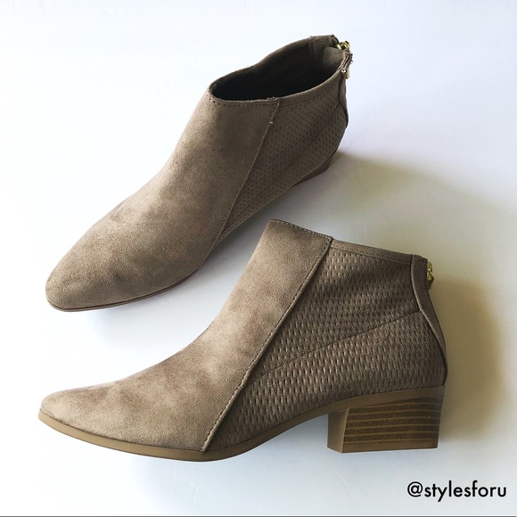 Taupe stretch perforated ankle bootie - Picture 3 of 8