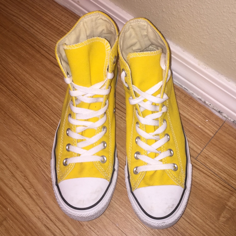 Yellow Converse high tops