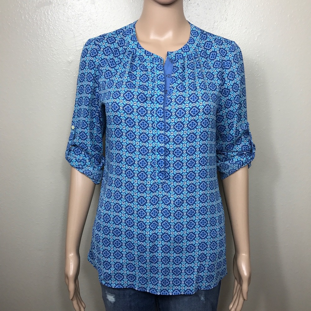 Banana Republic Blue Pattern Top Blouse XS