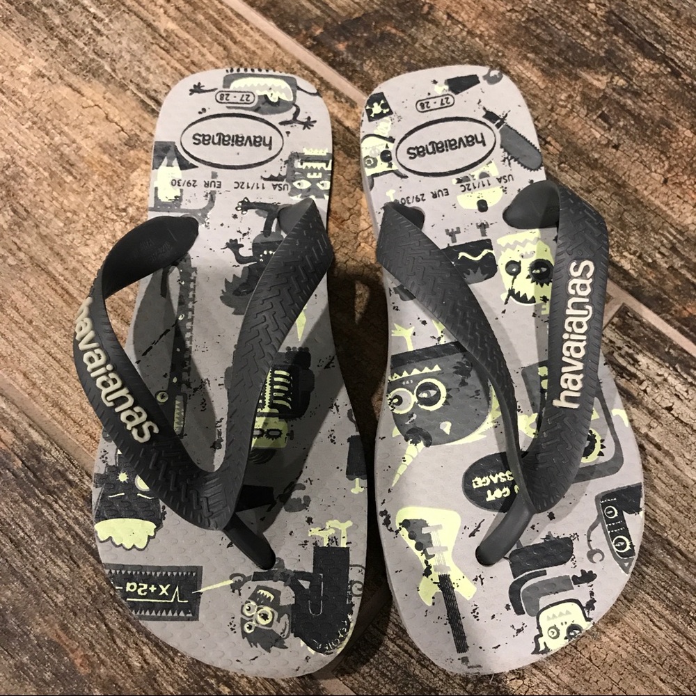 Havaianas Grey Green Flip Flop Sandals Size 11/12