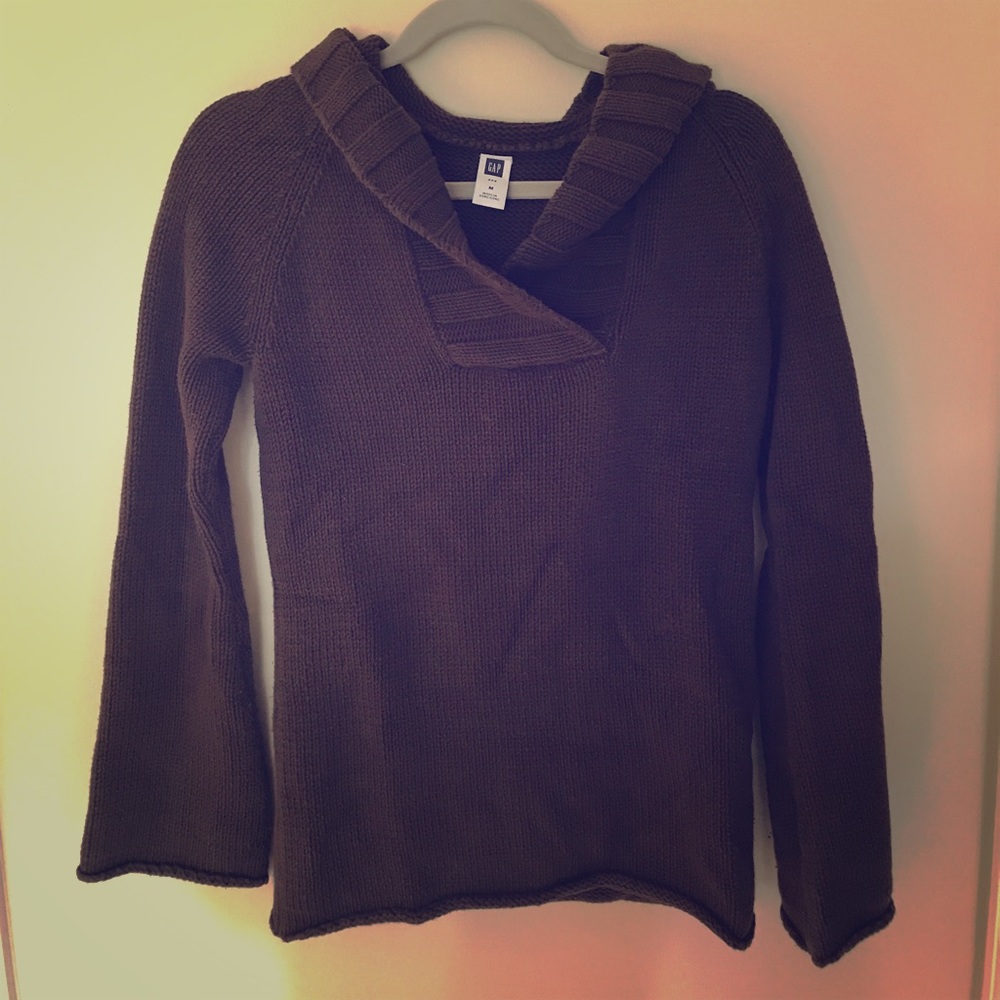 Brown Hooded Cable Knit Sweater