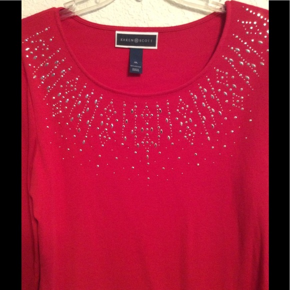 KAREN SCOTT CUTE & COMFORTABLE TOP-SILVER RIVITS. - Picture 2 of 5