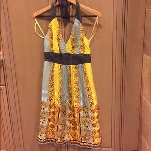 Silk printed Anthropologie halter dress