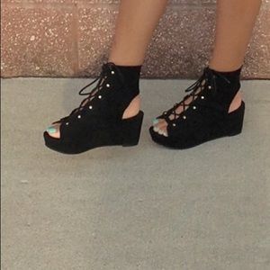 TAKING FIRST OFFER Topshop black lace up sandals