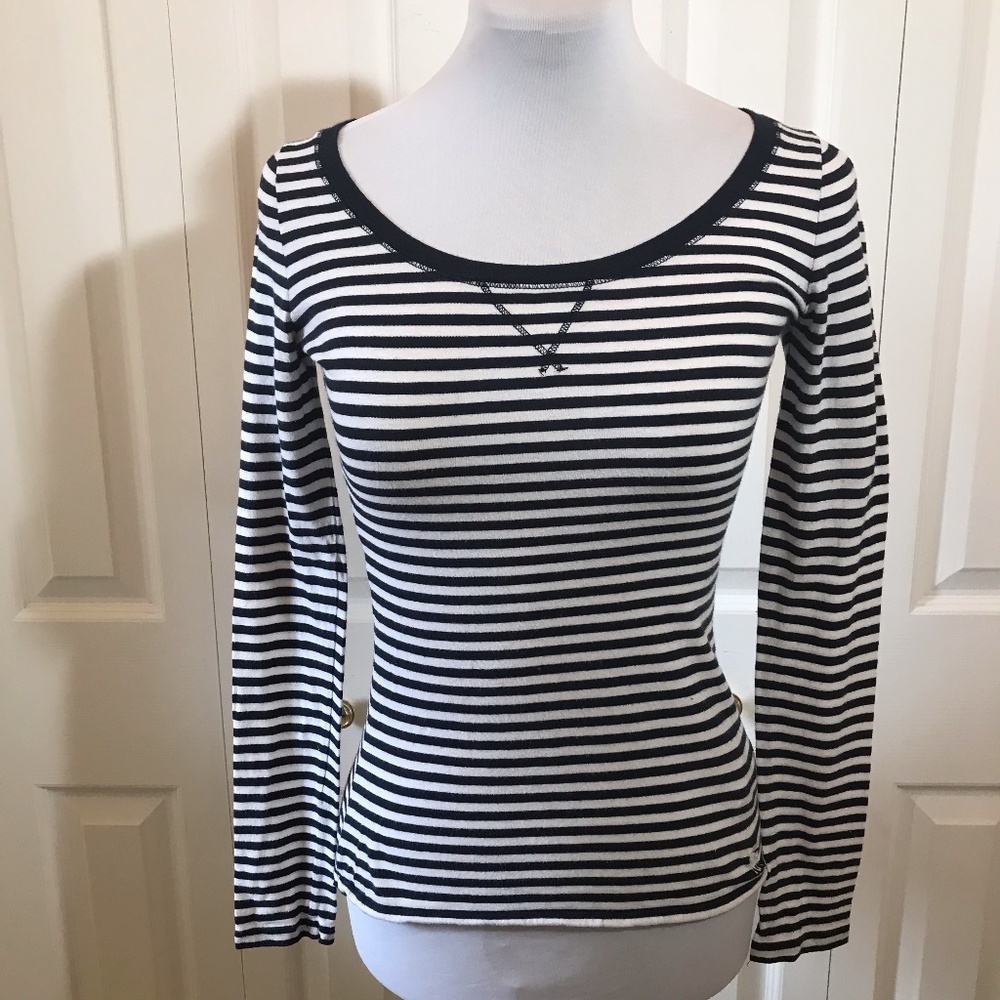 💋Abercrombie Kids Navy Striped L/S Tee sz L Girls