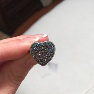 NEW Rainbow drusy agate sterling silver ring