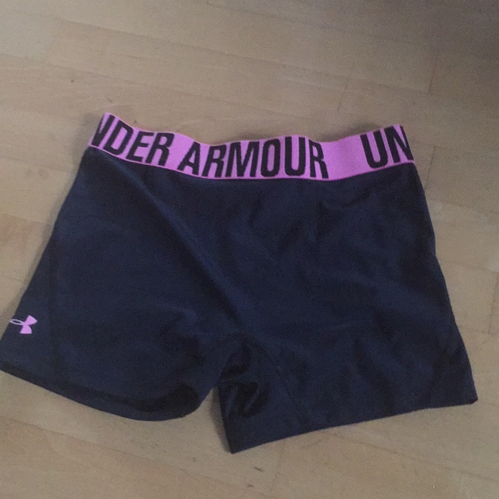 Under armour black pink spandex shorts small