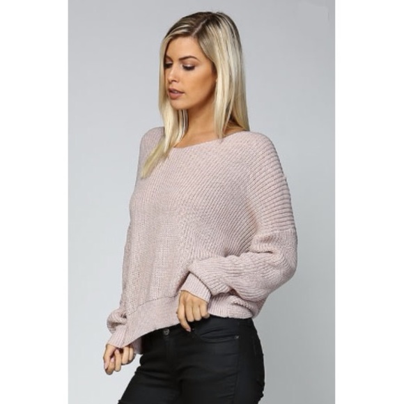 Muave Round Neck V Back Sweater #815 - Picture 3 of 5