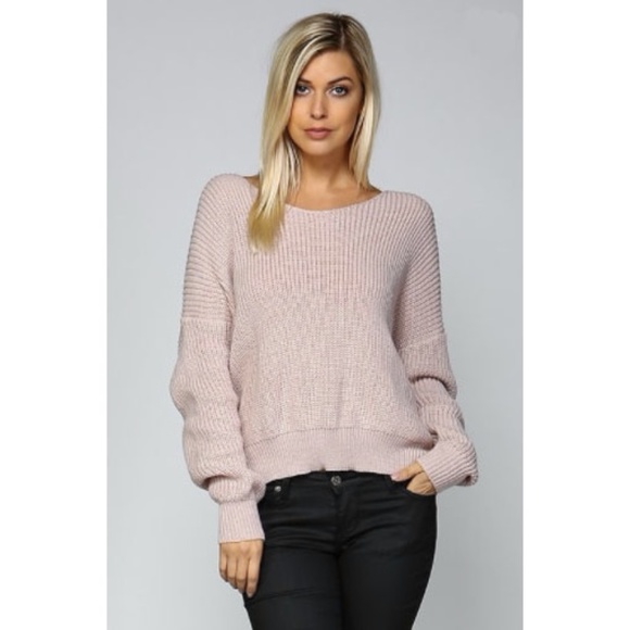 Muave Round Neck V Back Sweater #815 - Picture 2 of 5