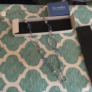 NIB Lia Sophia long silver necklace