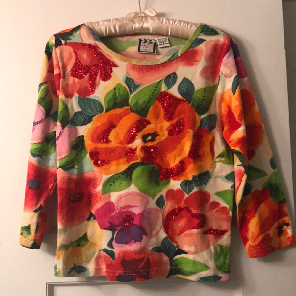 Vintage sequin floral top