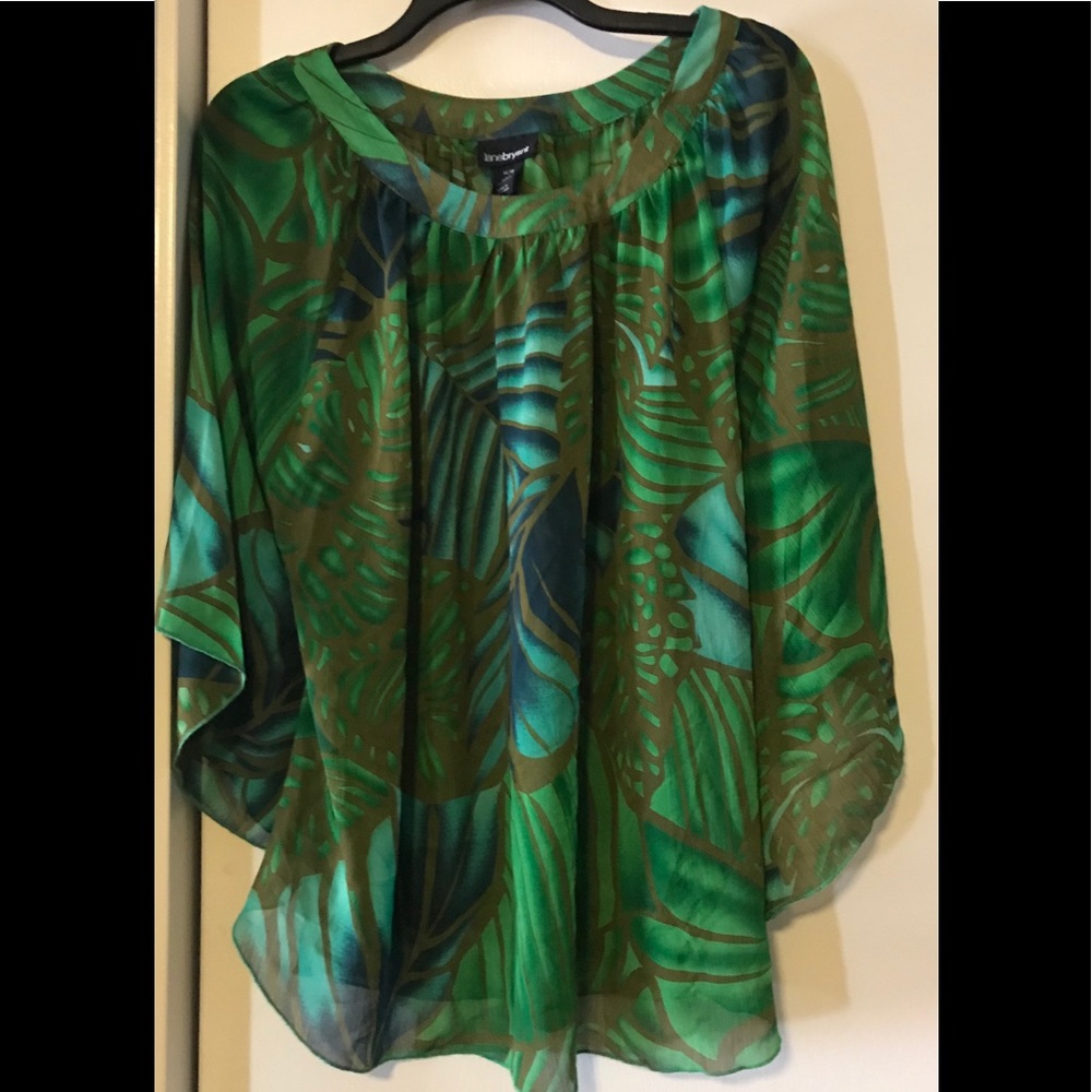 Tropical poncho style blouse