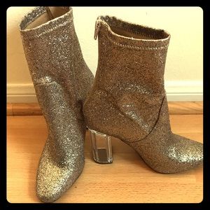 Sparkly Chunky Heeled Booties