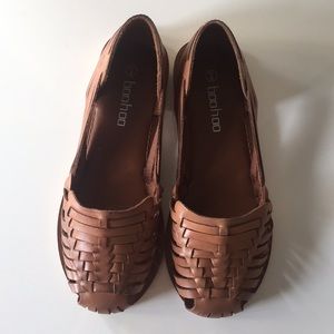 NWT Boohoo Leather Huarache Sandals
