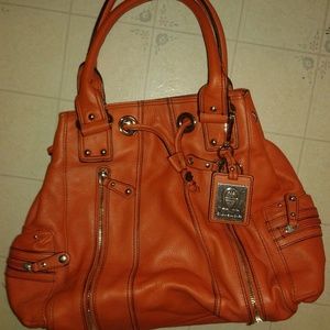 Etienne Aigner orange leather handbag