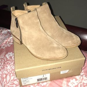 Tan suede booties