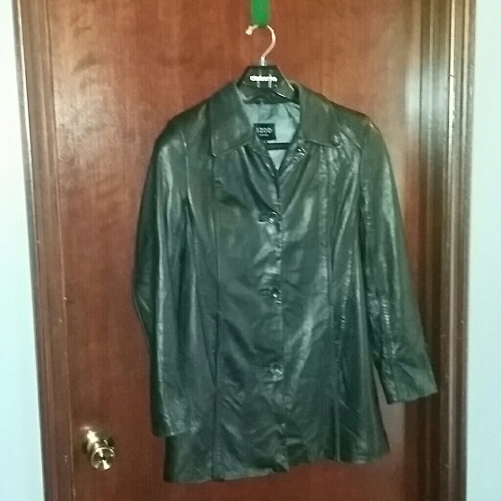 Izod Black Leather Womens Jacket SZ M