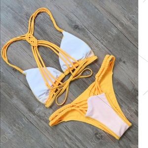 Yellow strappy bikini