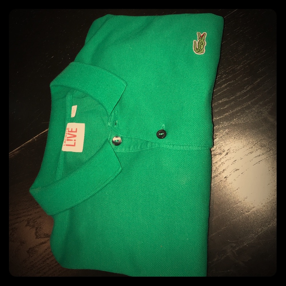 Green Lacoste shirt