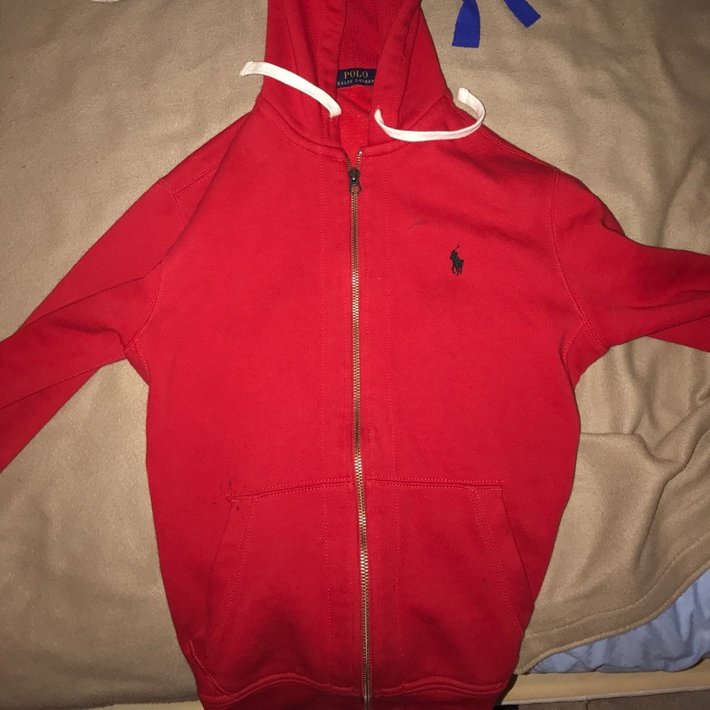Red Polo Zip up sweatshirt
