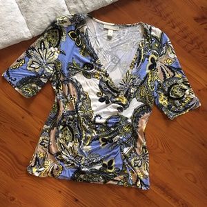 Dana Buchman Faux Wrap Top Size M