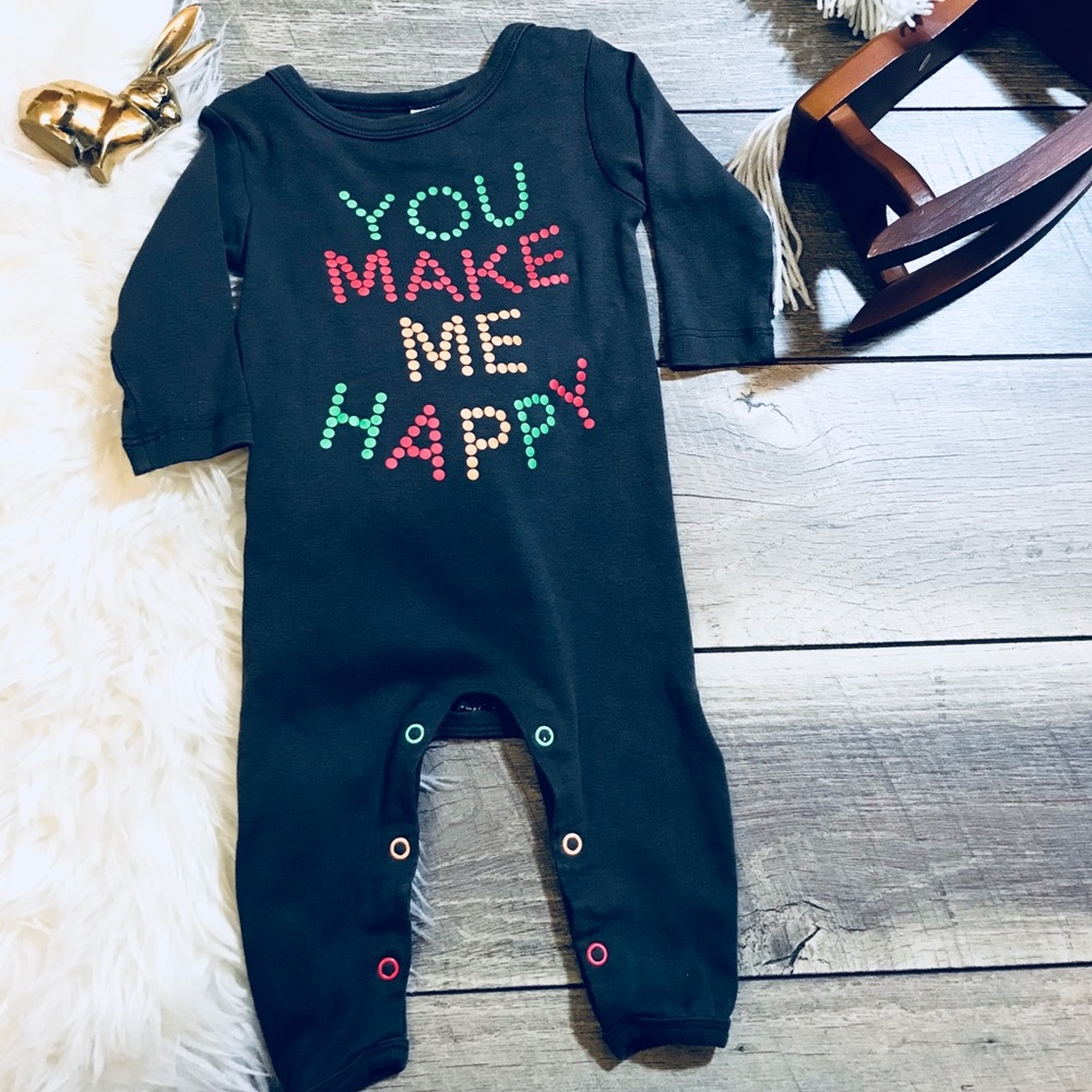 “You Make Me Happy” Grey Onesie