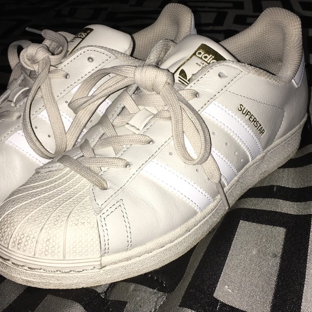 NEW Cream, White and Gold Adidas Superstars