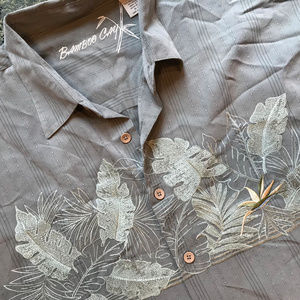 BAMBOO CAY Olive Hawaiin Style Button Up Shirt XL