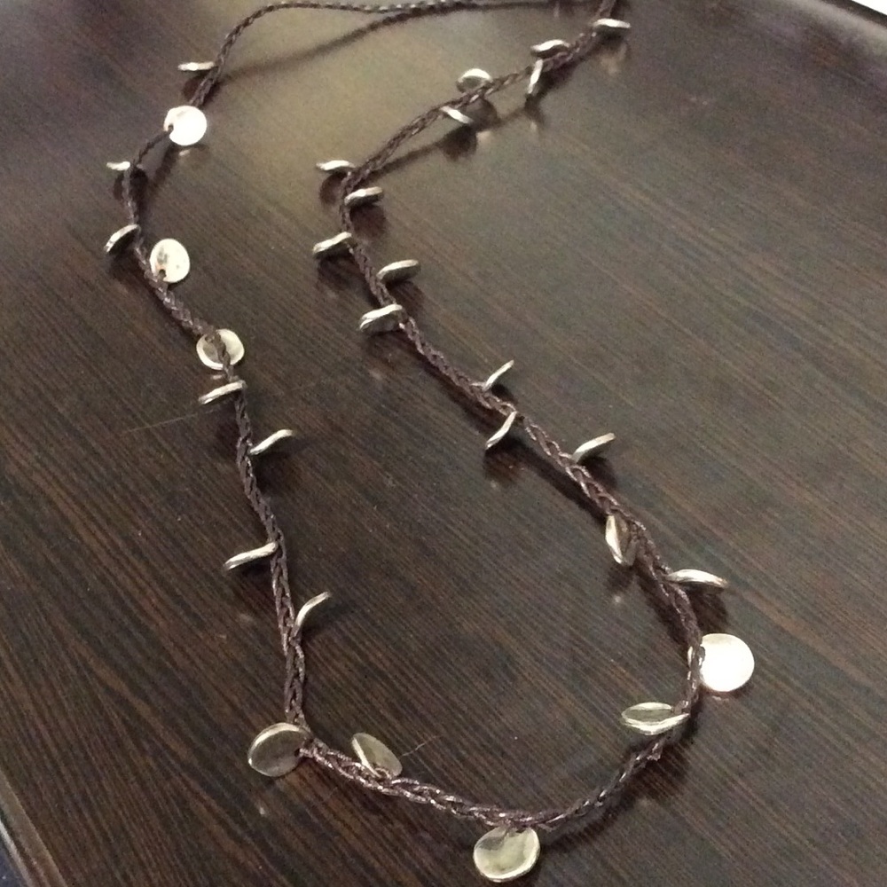 Uno De 50 Leather & Silver Long Wrap Necklace