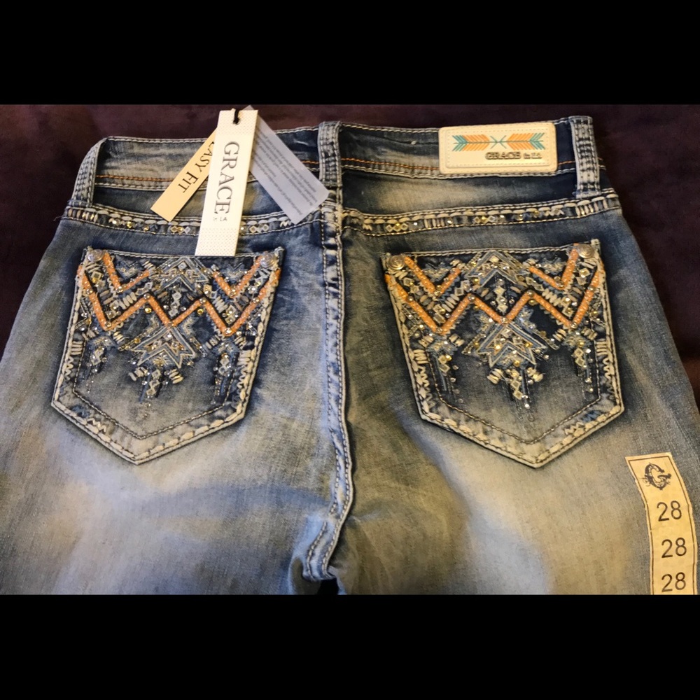 Grace by LA  Bling pocket detail front and back