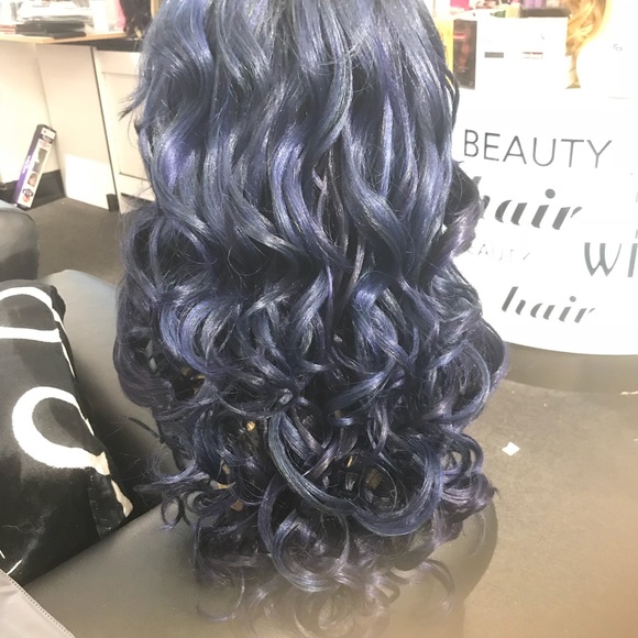 Blue Wig long wig Romance Curl Lacefront main image 5