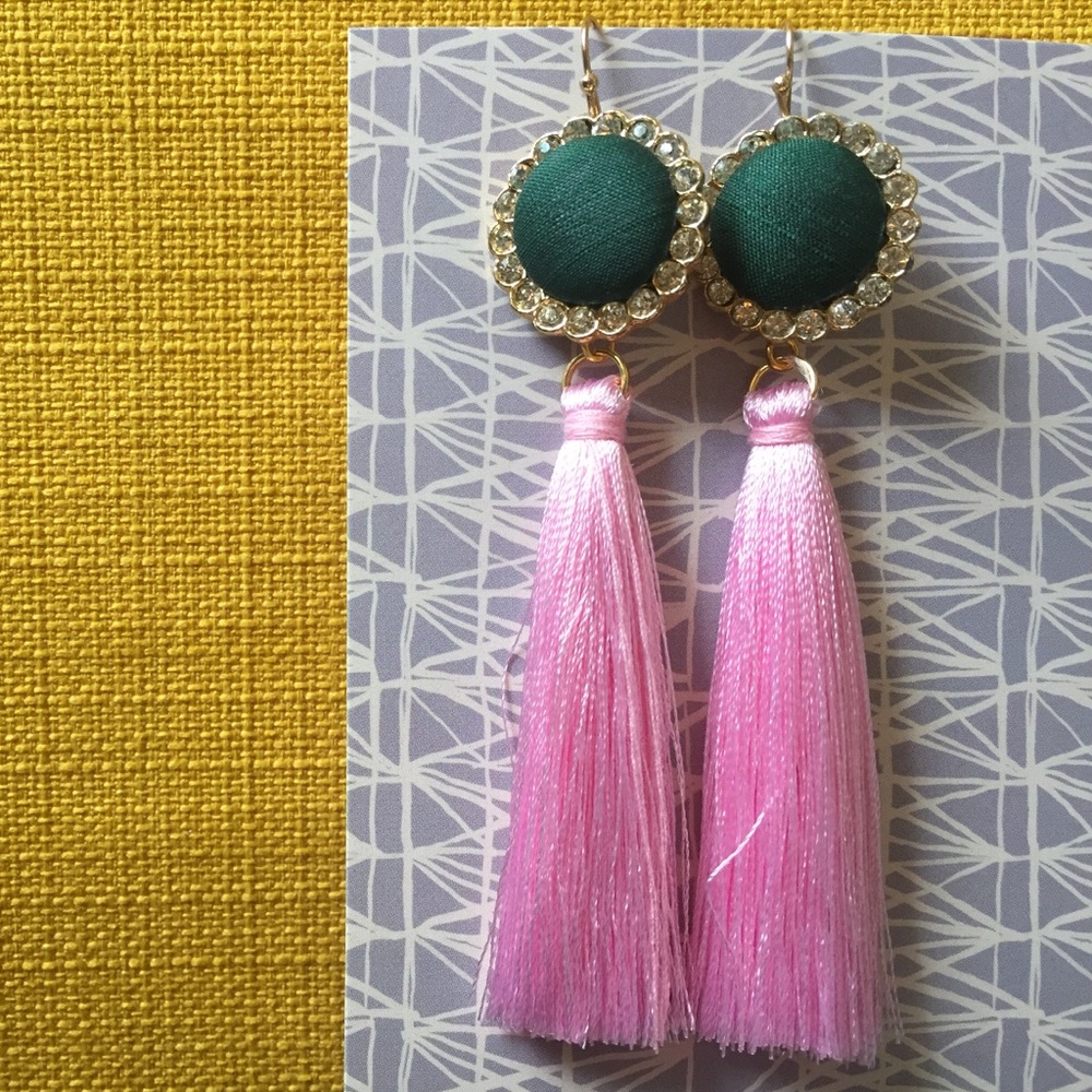 Handmade Tassel Earrings with Vintage Buttons