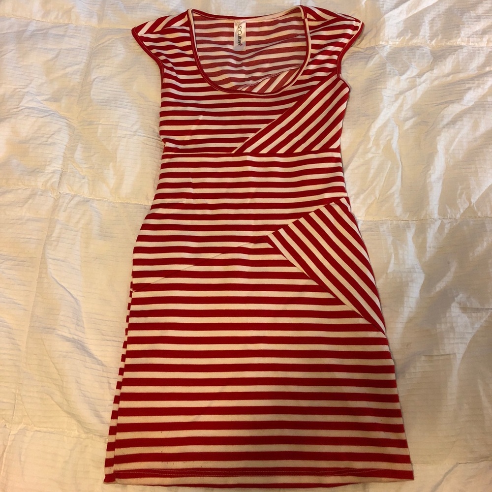 Red and white dress