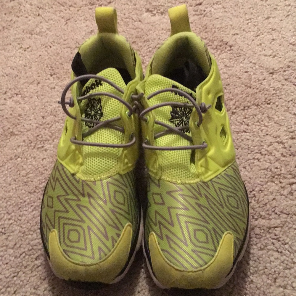 Neon yellow Reebok 5.5y sneaker