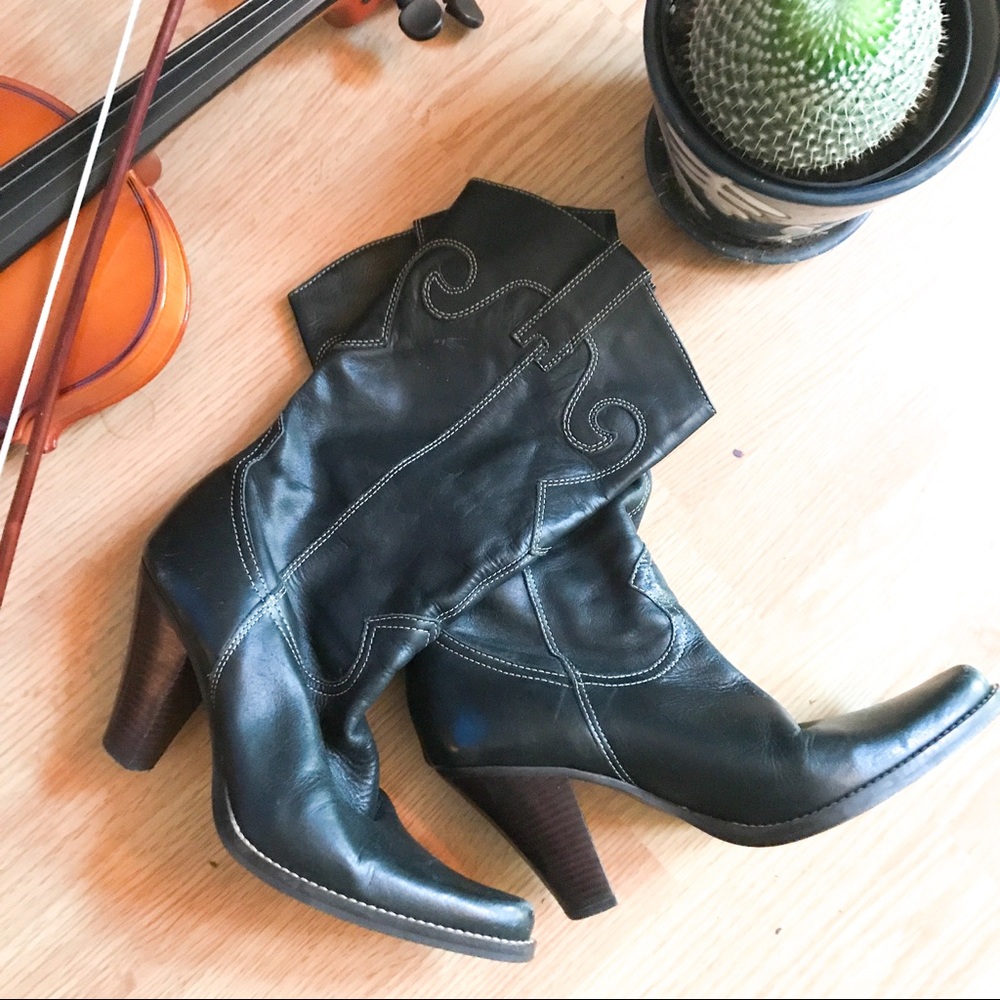 STEVEN black Silverado leather western boots