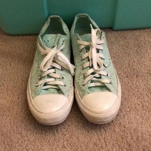 Mint green lace converse