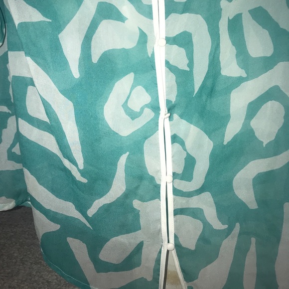 Blue and white button up blouse - Picture 2 of 2